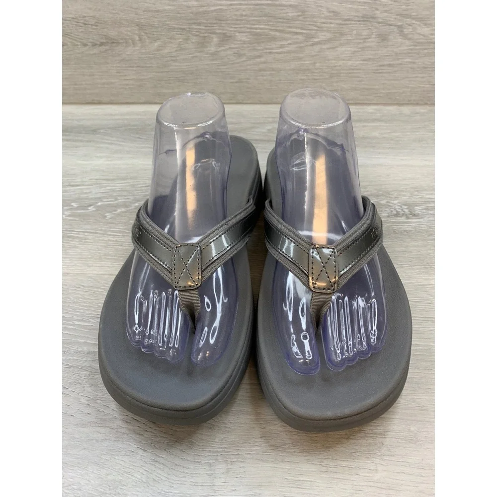 Vionic Women's High Tide II Pewter Gray Platform Sandals 11 Flip Flops Shoes